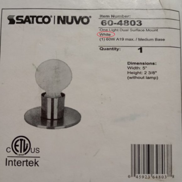 SATCO Nuvo 5 in. 1-Light White Contemporary Dual Surface Mount Light 60/4803 - Picture 2 of 3